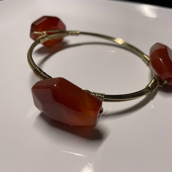 Amber Gem Golden Bracelet Bangle - Picture 2 of 5